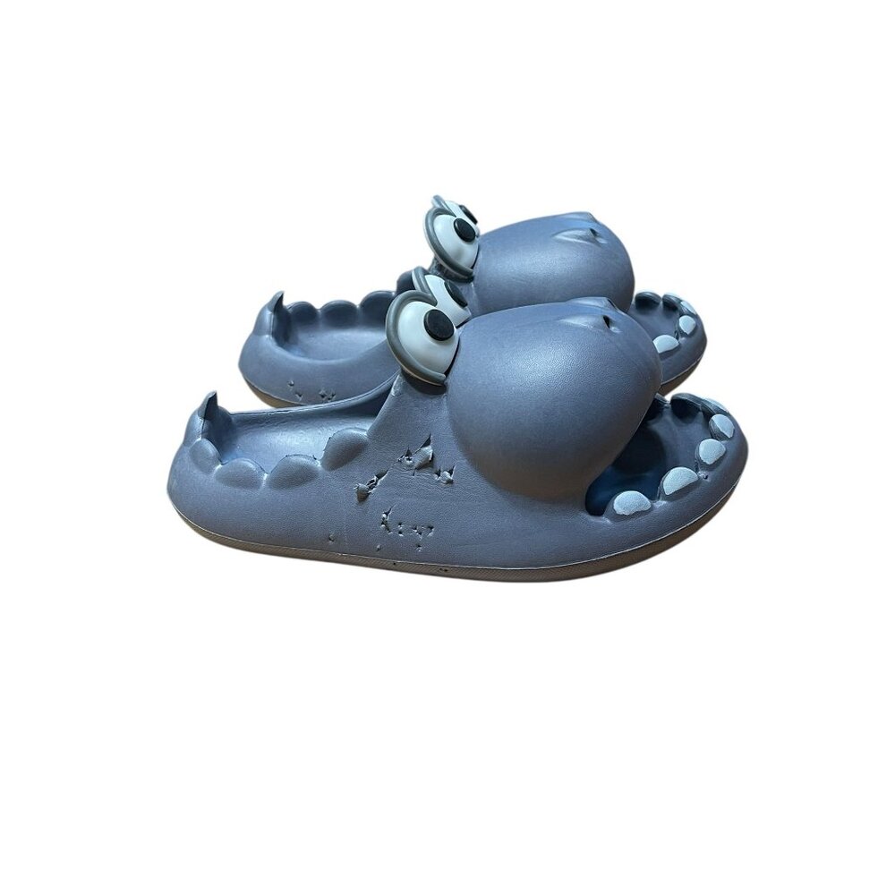 Novelty Hippo-Themed Slip-On House Slippers For Kids Size EU 34-35 ‎ 215MM Gray - Picture 3 of 11